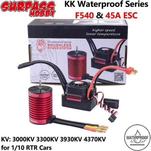 Surpass Hobby KK Waterproof ESC Brushless Motor F540 3000/3300/3930/4370KV with 45A ESC for 1/10 RC RTR Tamiya Axial Redcat