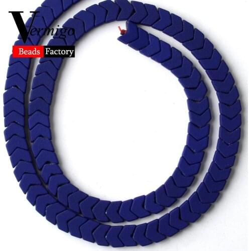 Dark Blue Nanotech Rubber Arrow Shape Hematite Minerals Beads For Jewelry Making 6*3mm Spacer Beads Diy Bracelet Necklace 15