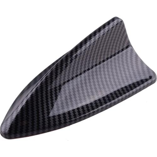 Universal Black Car Carbon Fiber Style ABS Plastic Dummy Shark Fin Antenna Cover Radio FM AM Decorate Trim