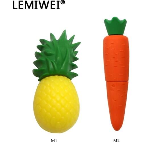 Lemiwei USB 2.0 Pineapple USB Flash Drive 32GB 64GB Carrot Pen Drive 8GB 16GB 4GB Mini Memory Stick U Disk