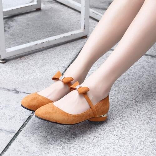 YMECHIC 2019 Apricot Blue Suede Butterfly-knot Design Ladies Party Lolita Shoes Chunky Heel Slip on Women Pumps Mary Jane Shoes