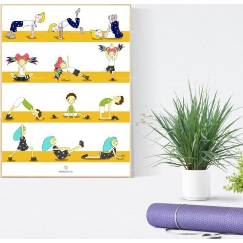 YOGA POSES Practical Life Kids Room Wall Art Montessori Kindergarten Primary Educational Poster Learning Chart Printable