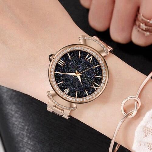 Sky star water drill steel belt womens suit watch simple casual fashion ins belt drill hot selling quartz watch