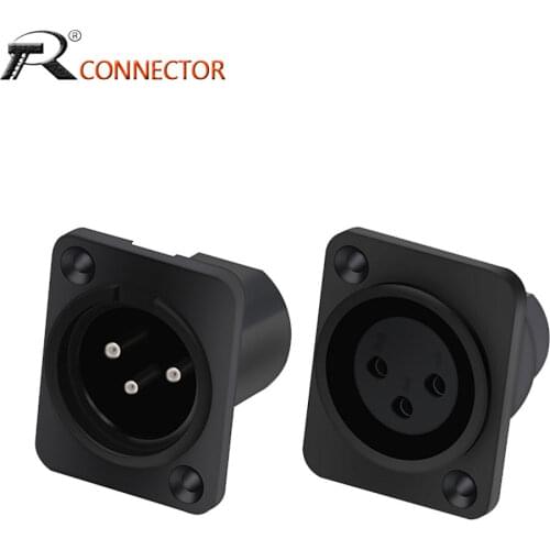 4Pcs/lot XLR 3Pin Female Jack Socket 3-core Male Plug Signal Socket Panel Adapter Connector Microphone MIC Connector Terminal