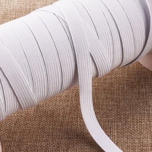 20 YARDS WHITE/BLACK Flat Elastic Cord Band,10MM Elastic Cord Stretch String,Finish Sewing Thread for Knitting