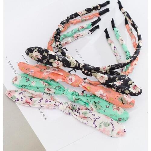 2018 Fashion Rabbit Ears Headband for Girl Pastoral Lady Headdress U-shaped Cute Little Floral Hairband Women Hair Accessories