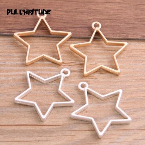 4pcs 32*35mm Two Color Polished Alloy Jewelry Accessories Rectangle Charm Hollow Glue Blank Pendant Tray Bezel