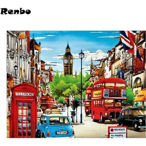 5D DIY Diamond Embroidery Cross Stitch Diamond Painting City streets Full Drill Mosaic Rhinestones Home Decor Gift Needlework