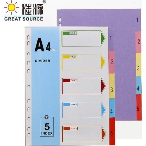 A4 Planner Divider 11 Holes 5 Dividers Colorful Paper CardBoard Index Card For Loose Leaf Paper File Folder Dividers (24 Sets)