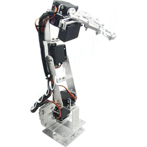 Arduino Robot 6 DOF Aluminium Clamp Claw Mount Kit Mechanical Robotic Arm & Servos Metal Servo Horn-Silver