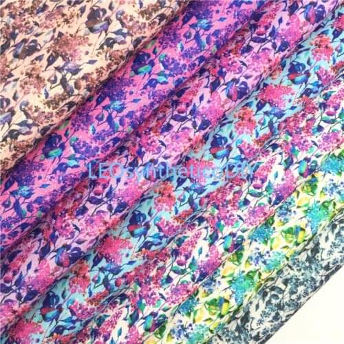 1PC 21X29CM Glitter Fabric, Flowers Printed Glitter Leather, Glitter Leather Sheets For Making Bows LEOsyntheticoDIY T192A