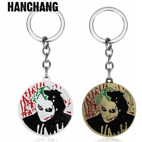 The Dark Knight Joker KeyChain Coin Pendant Character Portrait Keyring Men Trinket