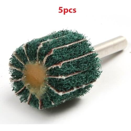 5Pcs Dremel Accosseries Scouring pad Polishing Wheel Abrasive Disc with 6mm Handle Fiber Grinding Head for Rotary Tool 25*25*6mm