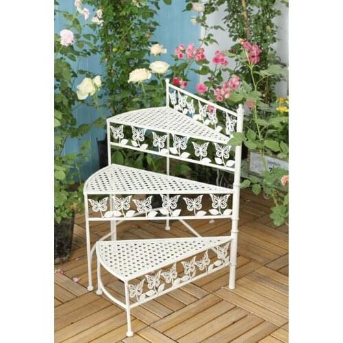 American country retro iron art butterfly decoration revolving flower shelf balcony garden garden garden flower pot shelf garden