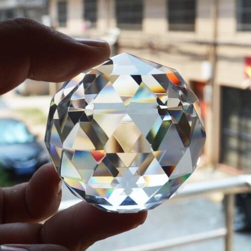 6cm Faceted Crystal Ball Feng Shui Paperweight Decorative Glass Ball Shiny Birthday Gifts Home Decoration Accessories