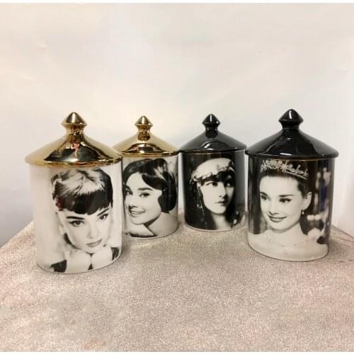 Audrey Hepburn Design Candle Holders Candelabra Home Decoration Ceramic Jar Jewelry Storage Cup Morocco Decor Mumluk