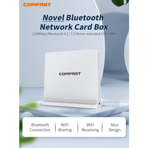 1300Mbps Dual Band Bluetooth network card box with 1.2M extend usb cable RTL8822BU Wireless AC USB Adapter CF-963B Wifi receiver