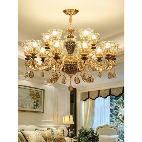 European luxury ceramic crystal chandelier living room dining room bedroom French palace black low-key Crystal Chandelier
