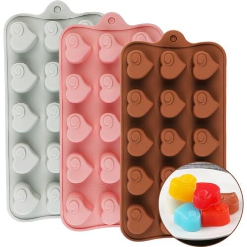 Heart Chocolate Molds 15 Cavity DIY Love Shape Silicone Wedding Candy Baking Molds Cupcake Decorations Cake Mold 3D Cute Mold