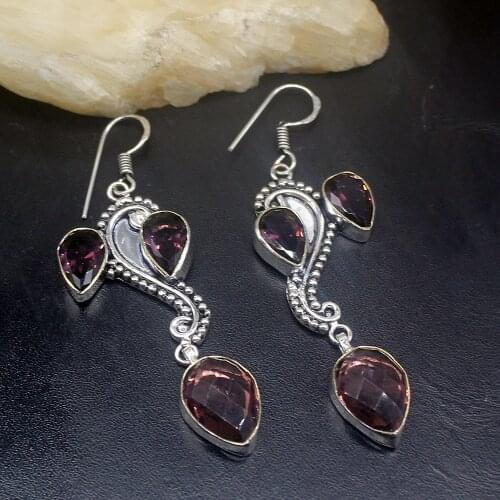 Gemstonefactory Big Promotion Single Unique 925 Silver Purple Amethyst Fashion Women Ladies Gifts Dangle Drop Earrings 20212507