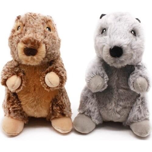 Groundhog Animal Shape Dogs Chew Toy Plush Pet Puppy Bite Resistant Molar Squeaky Toy Pet Training Supplies