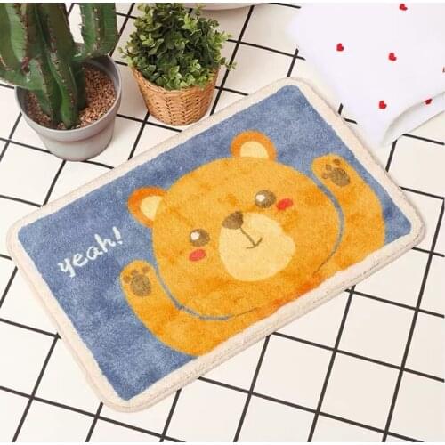 Square Cartoon Animal Rug Bedroom Floor Mat Bathroom Door Absorbent Non-Slip Foot Pads 40X60CM Square Rug