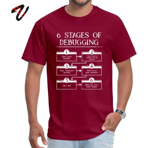 Geek T-shirt Letter Men Tshirt 6 Stages Of Debugging Computer Programmer Clothing Custom Casual Summer Funny Saying Tee Shirts