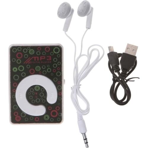 Mini Clip Dot Circle Pattern Music MP3 Player Support TF Card + Mini USB Cable Earphone HX6A