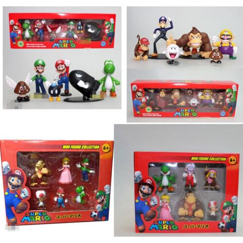 SuperMario Toys Set 2.5 Inch Yoshi Luigi Wario Peach Cappy Bowser Koopa Doll Action Figure Model Toys Figurine Kids Toys 13cm