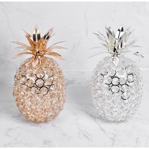 Ins Desktop Electroplating Metal Simulation Pineapple Apple Pear Fruit Creative Home Crafts Crystal Decoration Ornaments
