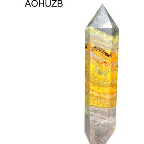 Natural Crystals Quartz Yellow Bee Jasper Points Tower Energy Reiki Healing Stone Room Home Office Decoration Gemstone