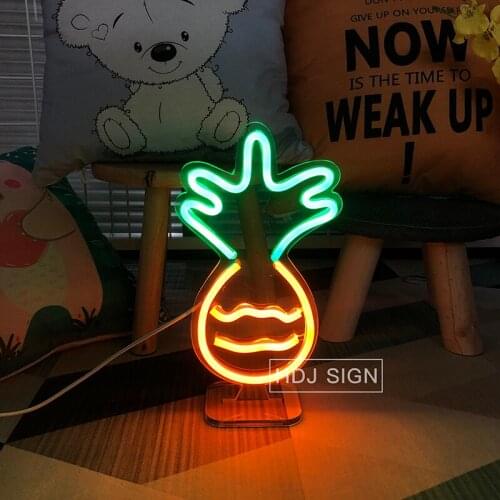 Pineapple Neon LED Night Light Home Children' Bedroom Table Decor Desk Lamp Personalized Birthday Gift