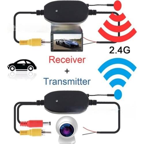 New 2.4G Wireless Video Transmitter Receiver Kit For Car Rear View Camera And DVD Display Reverse Backup Rearview Mirror Cam