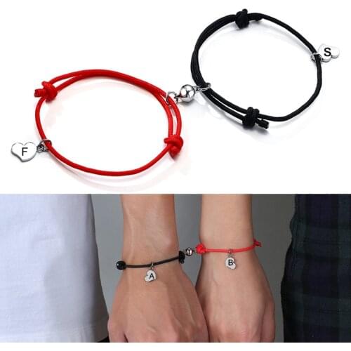 Personalized Initial Bracelet for Couples Women Men Custom Number Heart Bracelet Adjustable