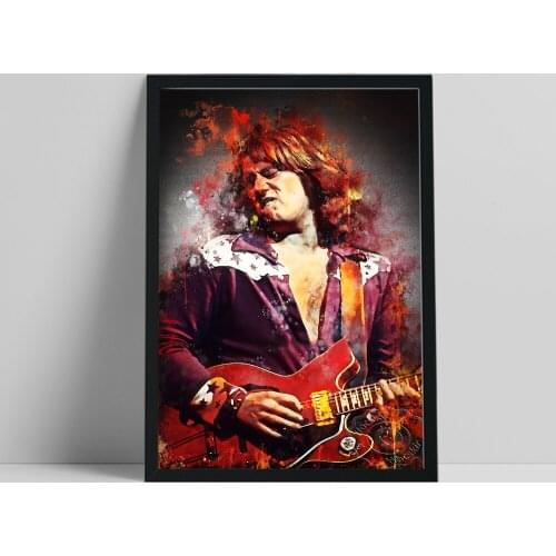 Alvin Lee Fans Collect Poster, Britain Rock Band Guitarist Portrait Colored Drawing Art Prints, Vintage Art Figure Wall Decor