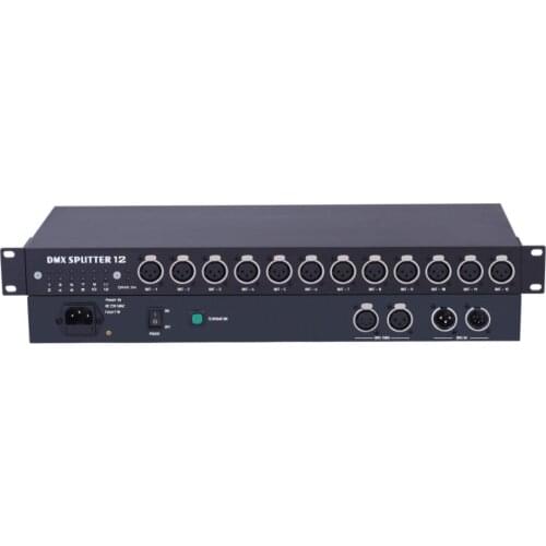 1 to 12 DMX512 signal splitter& amplifier;AC110-220V input; 12 ports dmx512 signal output with one port dmx signal input