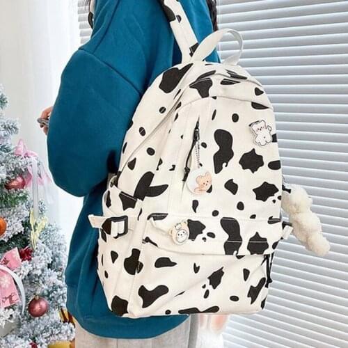 Backpack Purse Cute Milk Cow Printing Women Backpack School Bag for Teenager Girls Fashion Rucksack Waterproof Travel Mochila 50