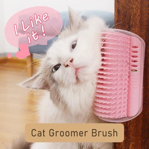 Pet Product For Cat Self Groomer Wall Brush Corner Cat Massage Self Groomer Comb Brush With Catnip Cat Rubs with a Tickling Comb