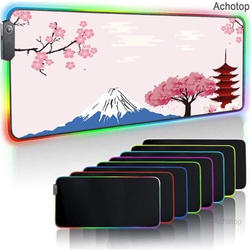 BT21 RGB LED Large Mouse Pad XL Gamer Pads Non-slip rubber Mause Mat Anime for Keyboard table speed versionpad CS gamer Desk Mat