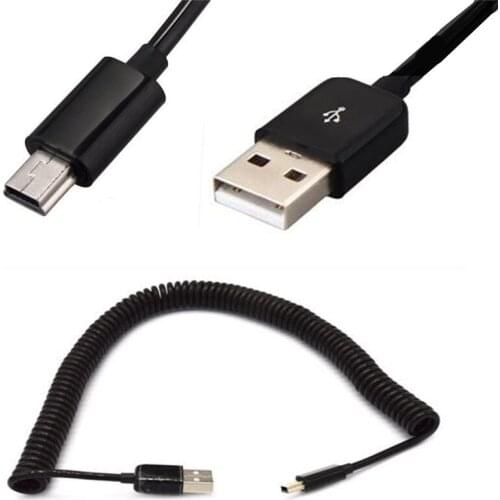 Spiral Coiled USB MINI 5 Pin Male to USB 2.0 A Male Cable