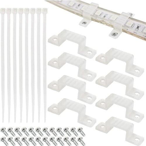LED Connector Silicon Clip With ScrewsWith Cable ties for Fixing10mm PCB Non-Waterproof 3528 5050 5630 LED Strip Bracket Clamp