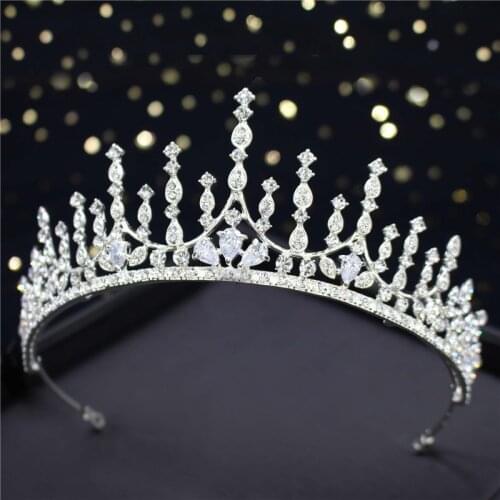 Royal Queen Zircon Tiaras Wedding Crown Headbands Bridal Headdress Party Pageant Wedding dress Hair Jewelry Accessories
