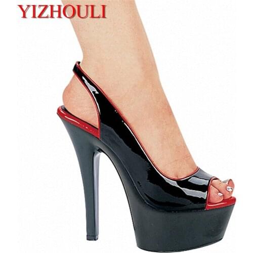 15cm Sexy High-Heeled Shoes Formal Dress Shoes Open Toe Sandals Sling Peep-Toe Platform Sandals With 5 3/4 Inch Stiletto Heels
