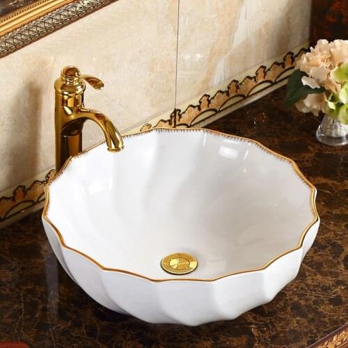 Bathroom Above Counter Basin Round Art Basin Modern Simple Household Bowl Ceramic Washbasin Washbasin LO622149