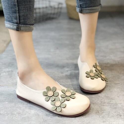 2020 Spring Autumn Women Flats Flower Slip on Flat Shoes Woman Floral Loafers Female Boat Shoes Grandma Shoe zapatos mujer 8260L