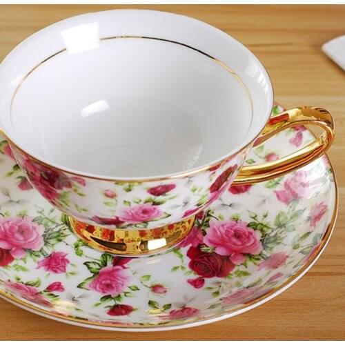 High Quality Bone Porcelain Coffee Cups Vintage Ceramic Cups On-glazed Advanced Tea Cups And Saucers Sets Luxury Gifts