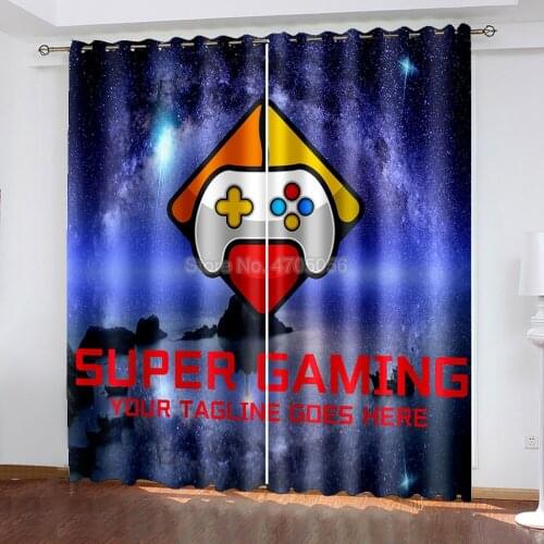 Gamepad Shading Window Drapes for Bedroom Living Room Cartoon Curtain Blackout Insulation Polyester Decor Boys Girls Gifts