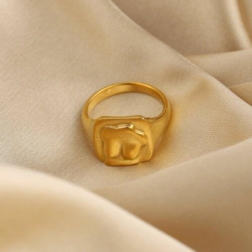 18K Gold Plated Stainless Steel Chunky Rings For Women Creative Unique Female Body Designer Jewelry Rings Accessories
