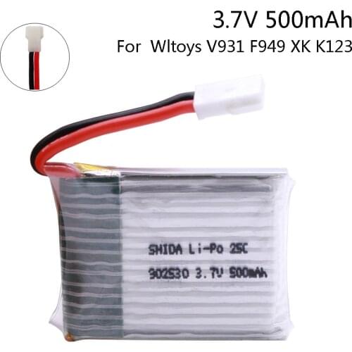 1PCS 3.7V 500mAh 25C LiPo Battery For Wltoys V931 F949 XK K123 6Ch RC Helicopter Spare Parts 1S 902540 3.7V for V931 F949