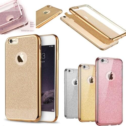 1000pcs Glitter TPU Phone Case Bling Soft Back Cover Shell Electroplate Bumper Glitter Clear Cases for iPhone 8 6 6S 7 Plus 5 5S